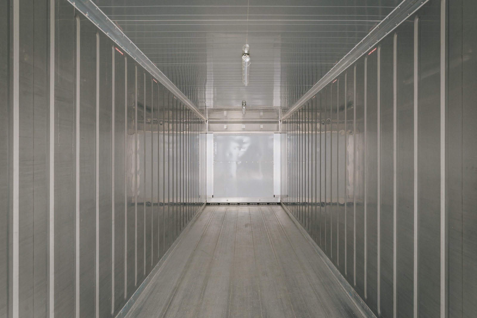The inside of a Crozier sea freight container