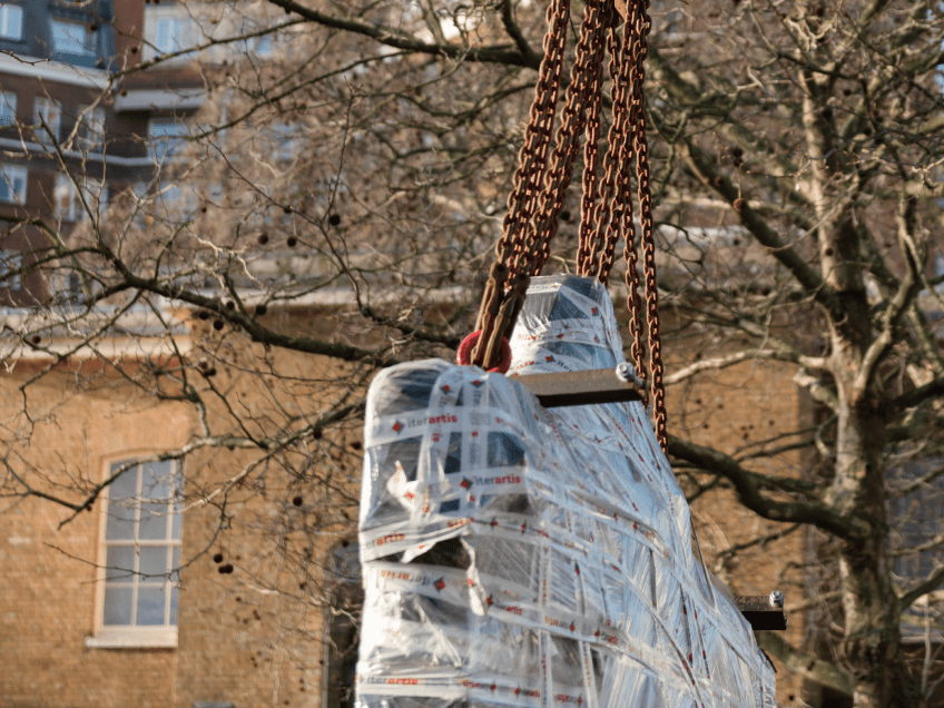 Crozier's team facilitated a craned installation of VHILS's three-ton sculpture.
