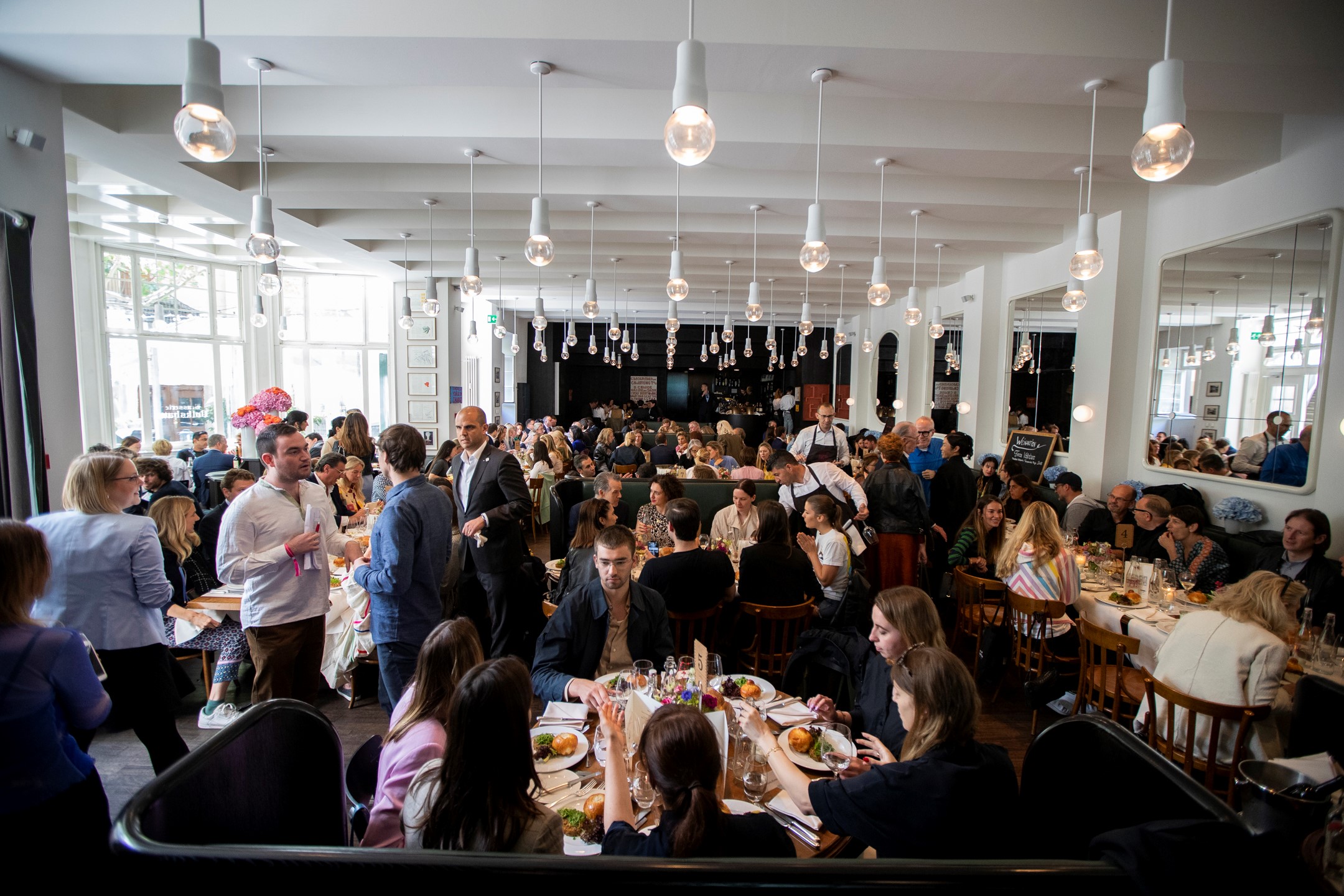 Crozier team members and associates enjoy lunch at the Swiss Institute in NYC.